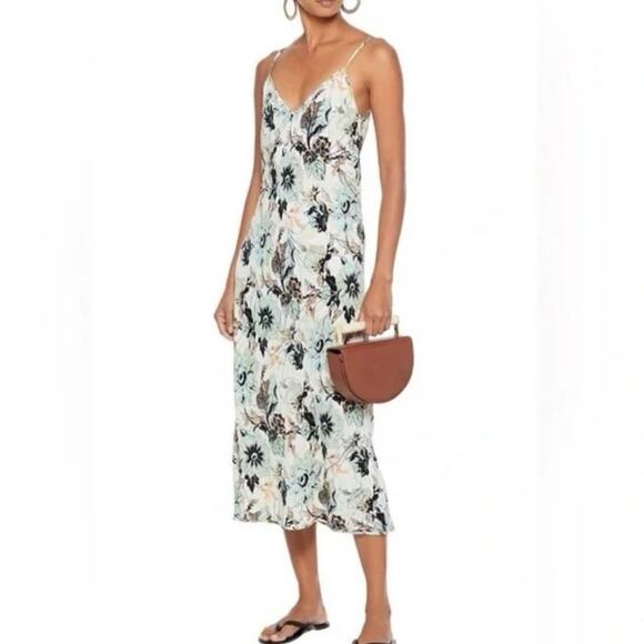 Vintage Diane Von Furstenburg Floral Midi Slip Dress Size 4 - Picture 1 of 8